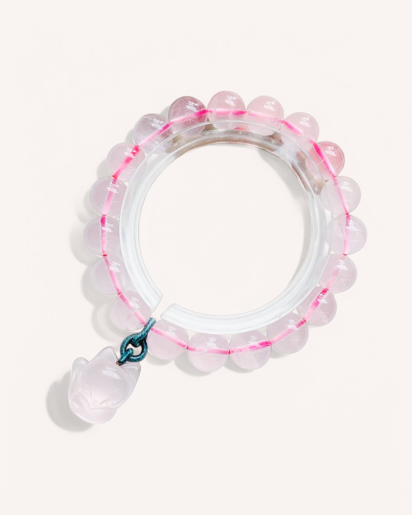 Love & Healing Rose Quartz Bracelet with Fox Charm for Emotional Balance