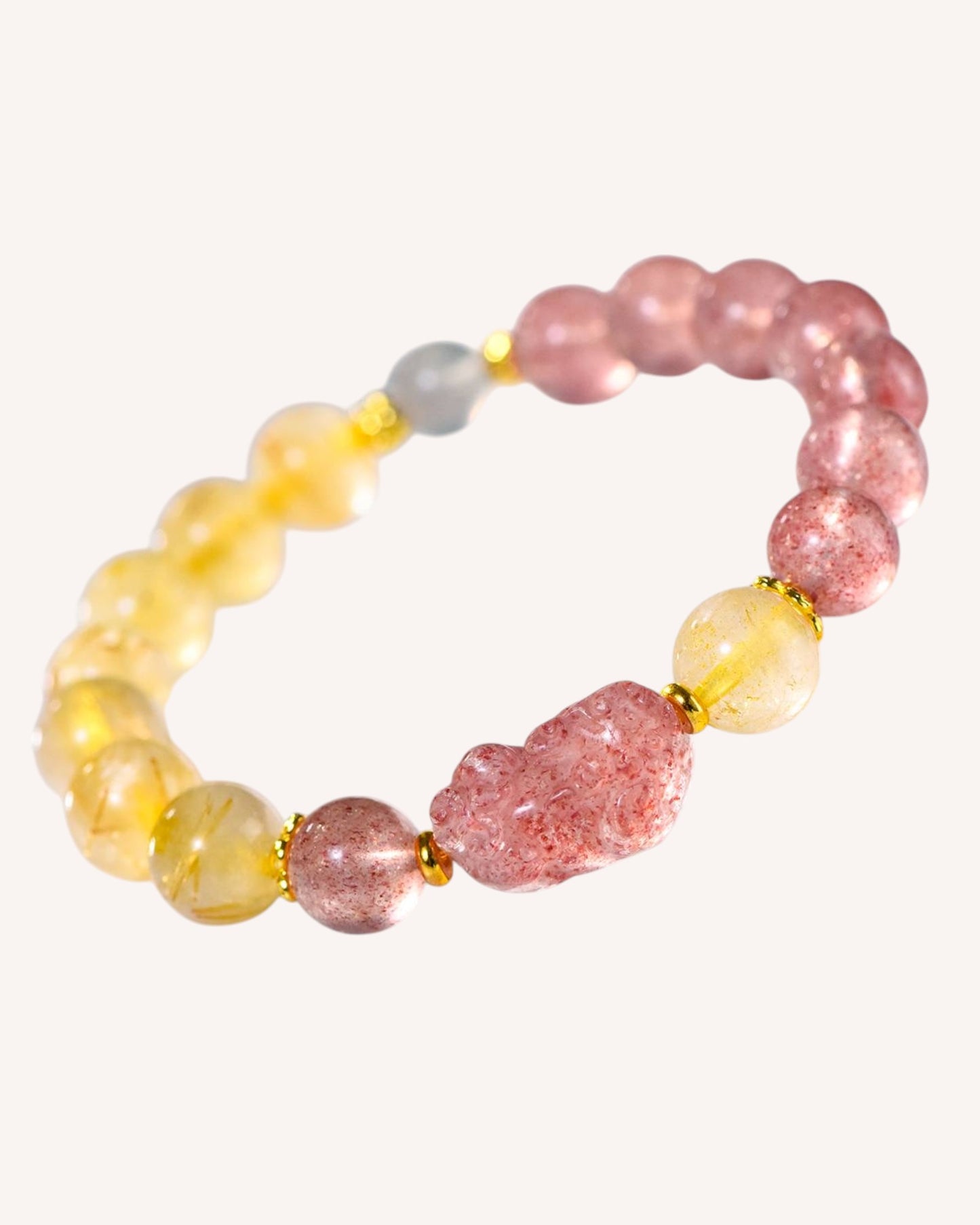 Love & Abundance- Strawberry & Golden Rutilated Quartz Healing Bracelet