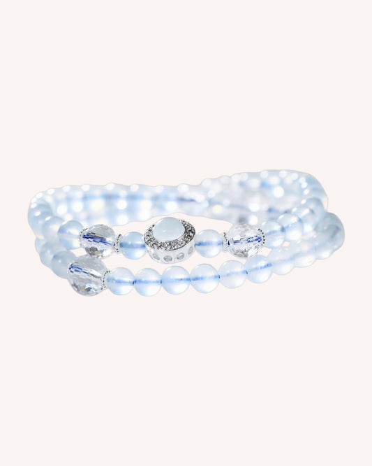 Emotional Clarity and Spiritual Healing Aquamarine and White Quartz Bracelet