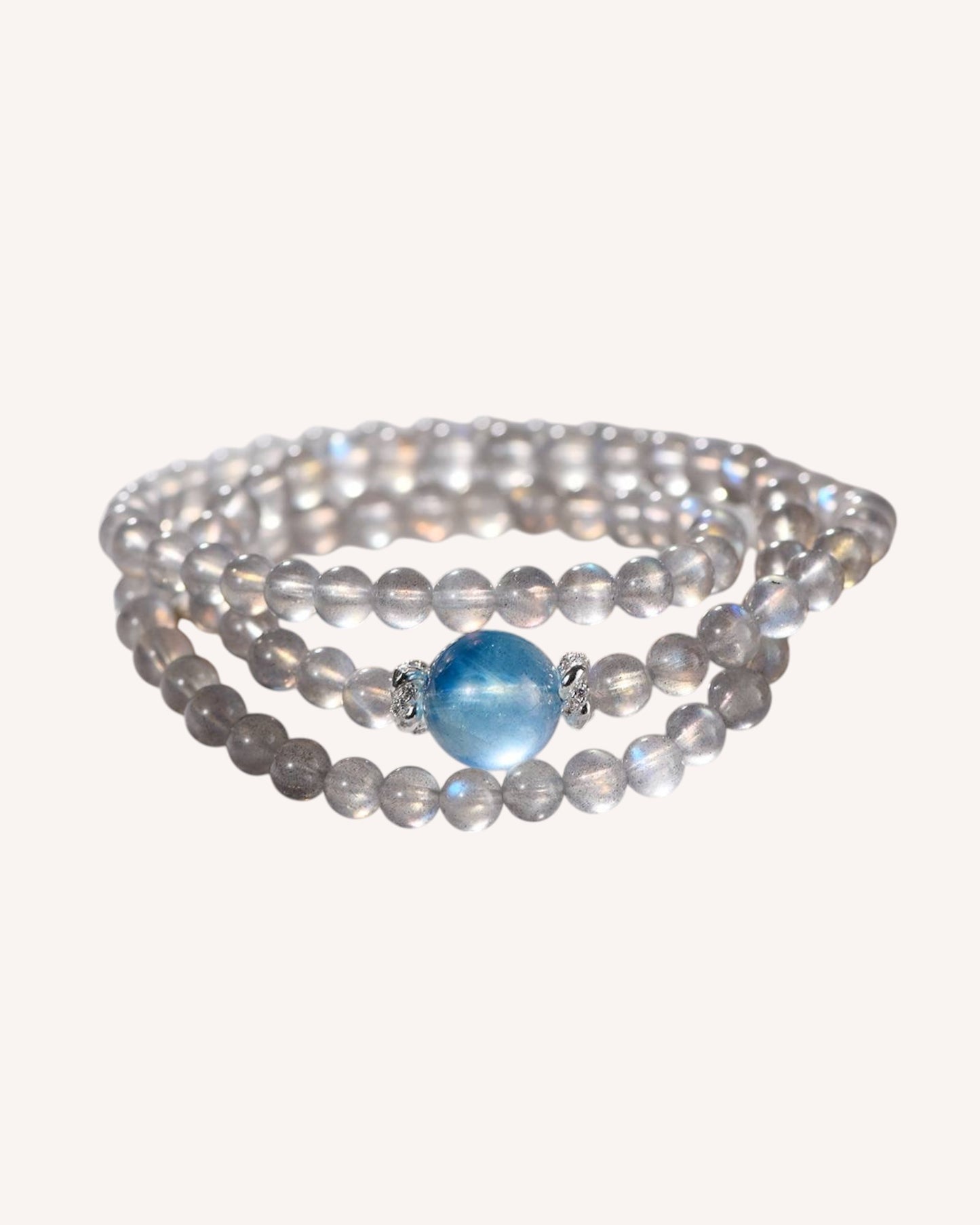 Serenity and Clarity Gray Moonstone and Aquamarine Bracelet