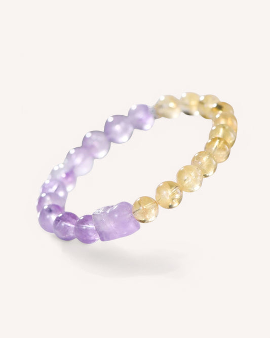Elegant Amethyst & Yellow Azeztulite bracelet that enhances prosperity, emotional balance, and higher consciousness. A perfect spiritual accessory for daily success.