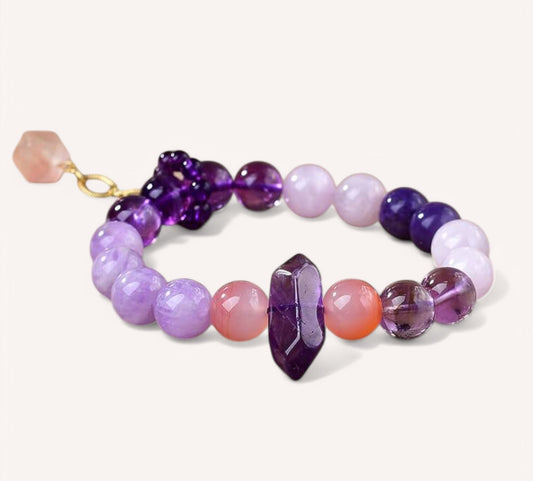 Self-Love & Spiritual Balance Bracelet – Amethyst & Purple Mother of Pearl