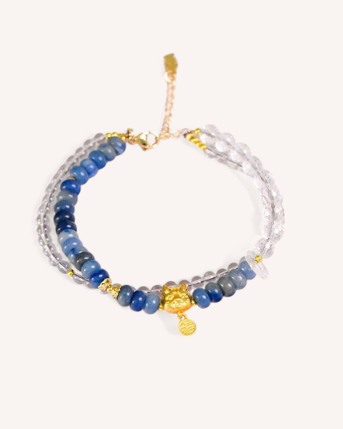 Top-down view of the Emotional Healing Blue Aventurine Bracelet, designed to promote calmness, wisdom, and inner peace through its natural crystal composition.