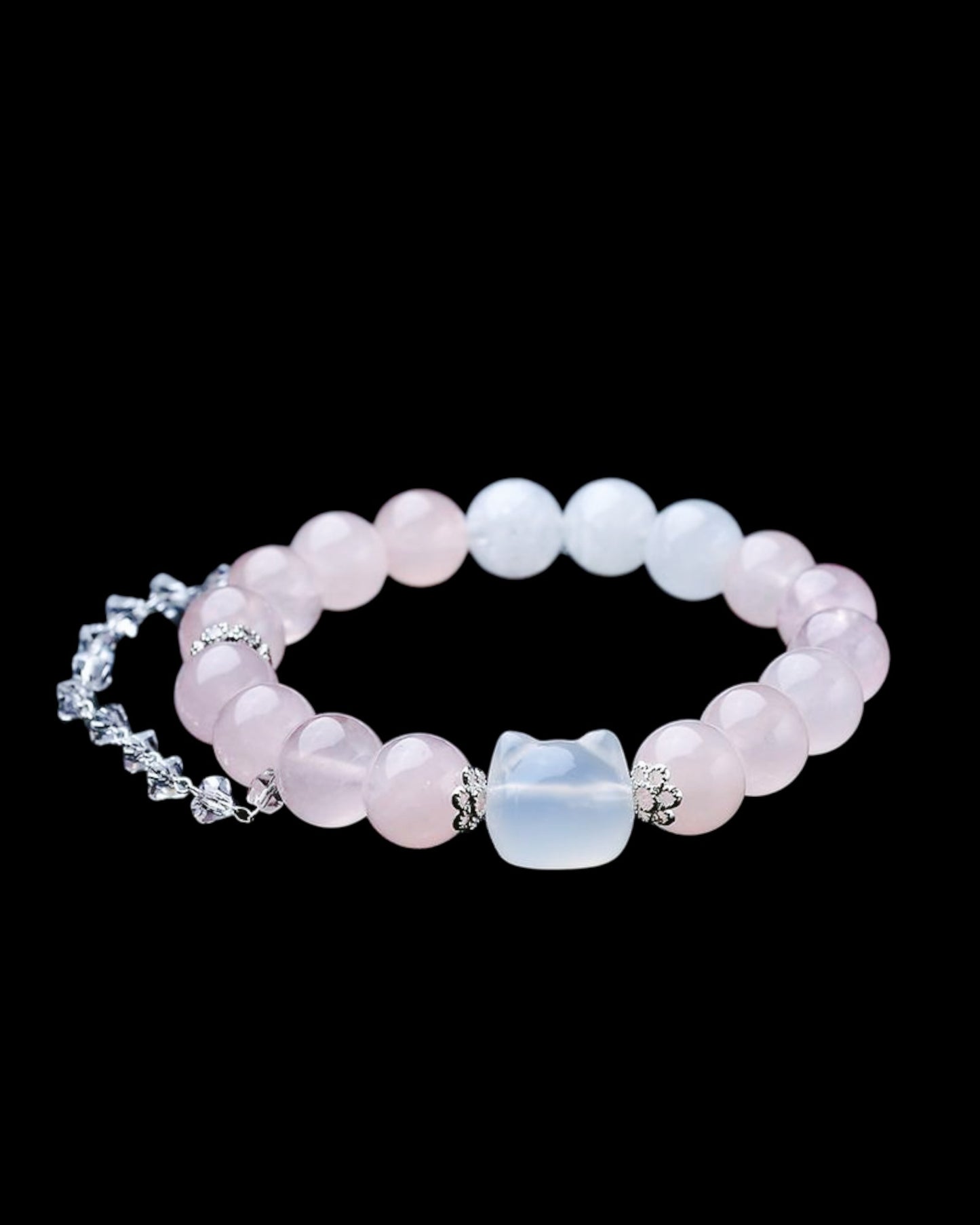 Energy Cleansing White Phantom Quartz & Rose Quartz Bracelet – A handcrafted gemstone bracelet featuring White Phantom Quartz for negativity clearing and Rose Quartz for love and self-care.