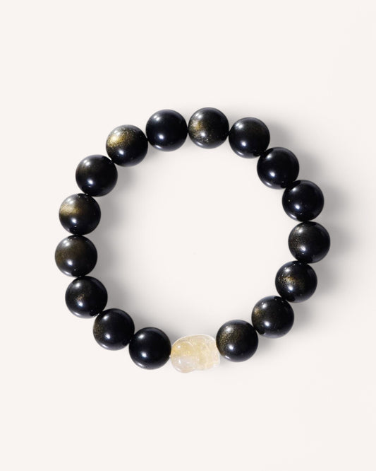 Men’s Golden Obsidian and Citrine bracelet for financial success and grounding