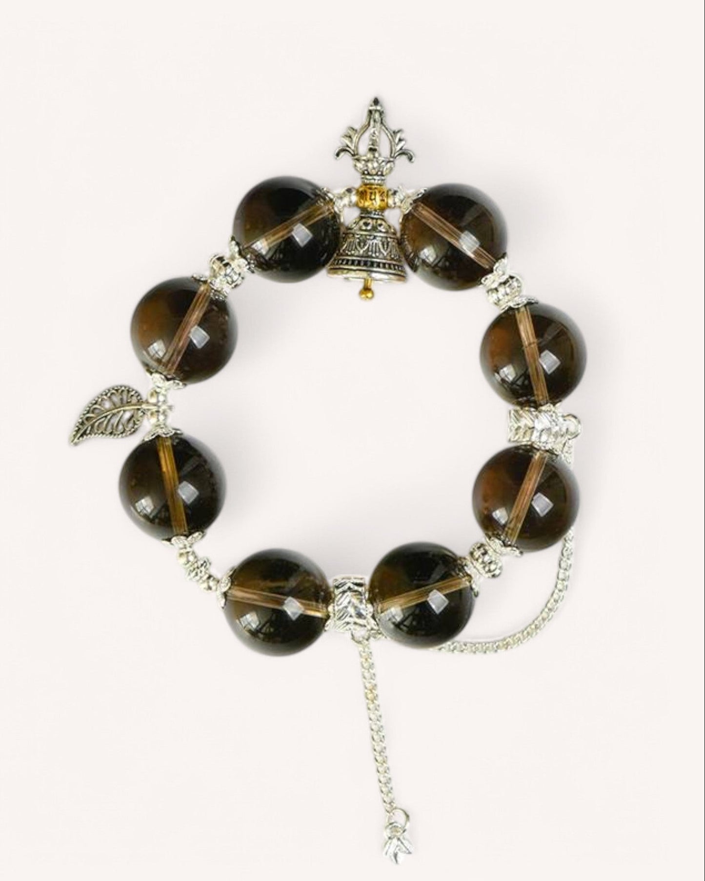 Main product photo of the Smoky Quartz Grounding & Power Bracelet featuring bold smoky quartz beads and silver detailing for energy protection.
