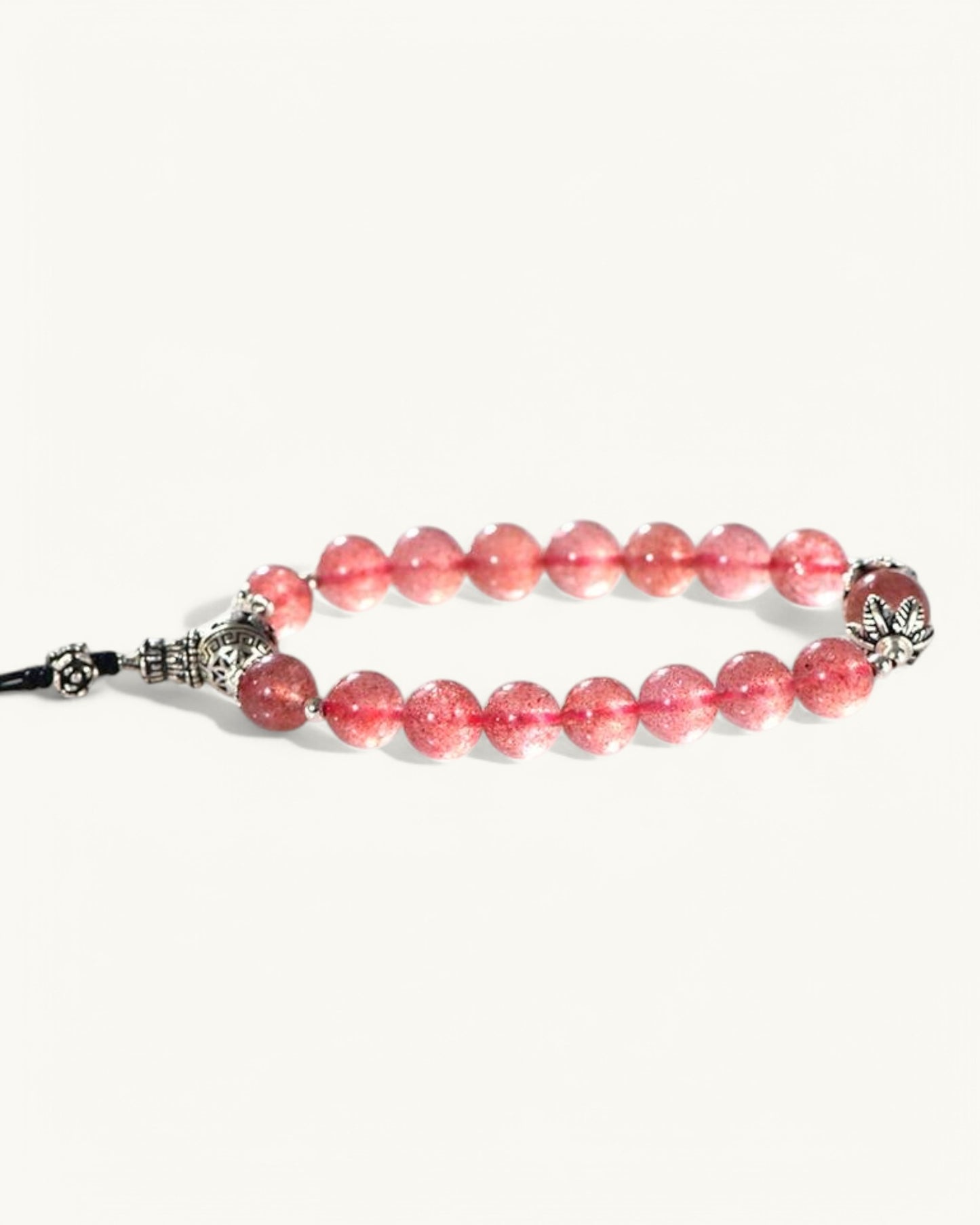 Zodiac dragon bracelet with Strawberry Quartz beads for confidence and fortune