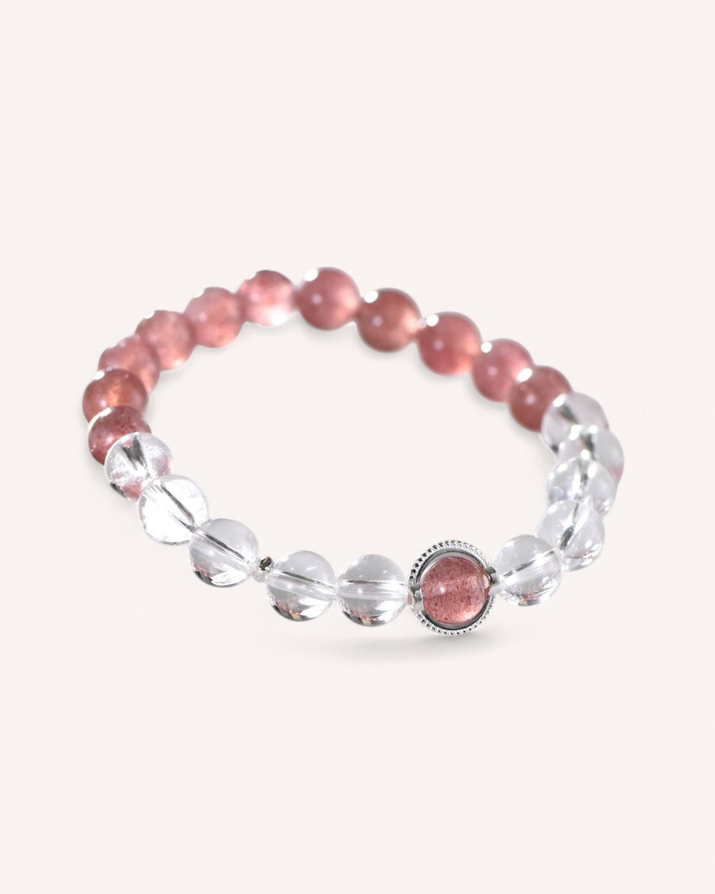 Healing Strawberry Quartz and White Quartz Bracelet designed to enhance self-worth, confidence, and heart chakra alignment. Perfect for emotional balance and love attraction.
