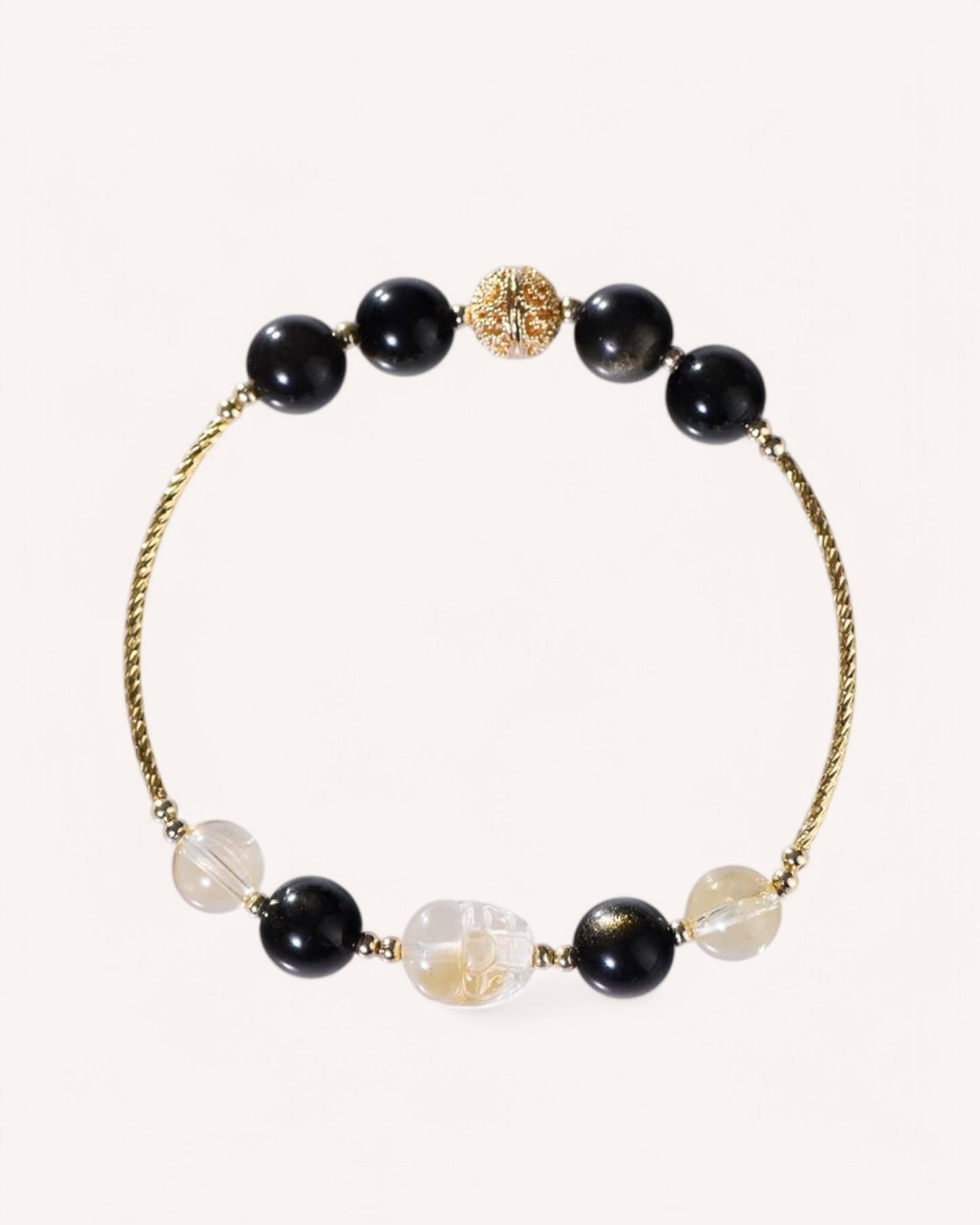 Women’s Citrine and Golden Obsidian bracelet for prosperity and balance