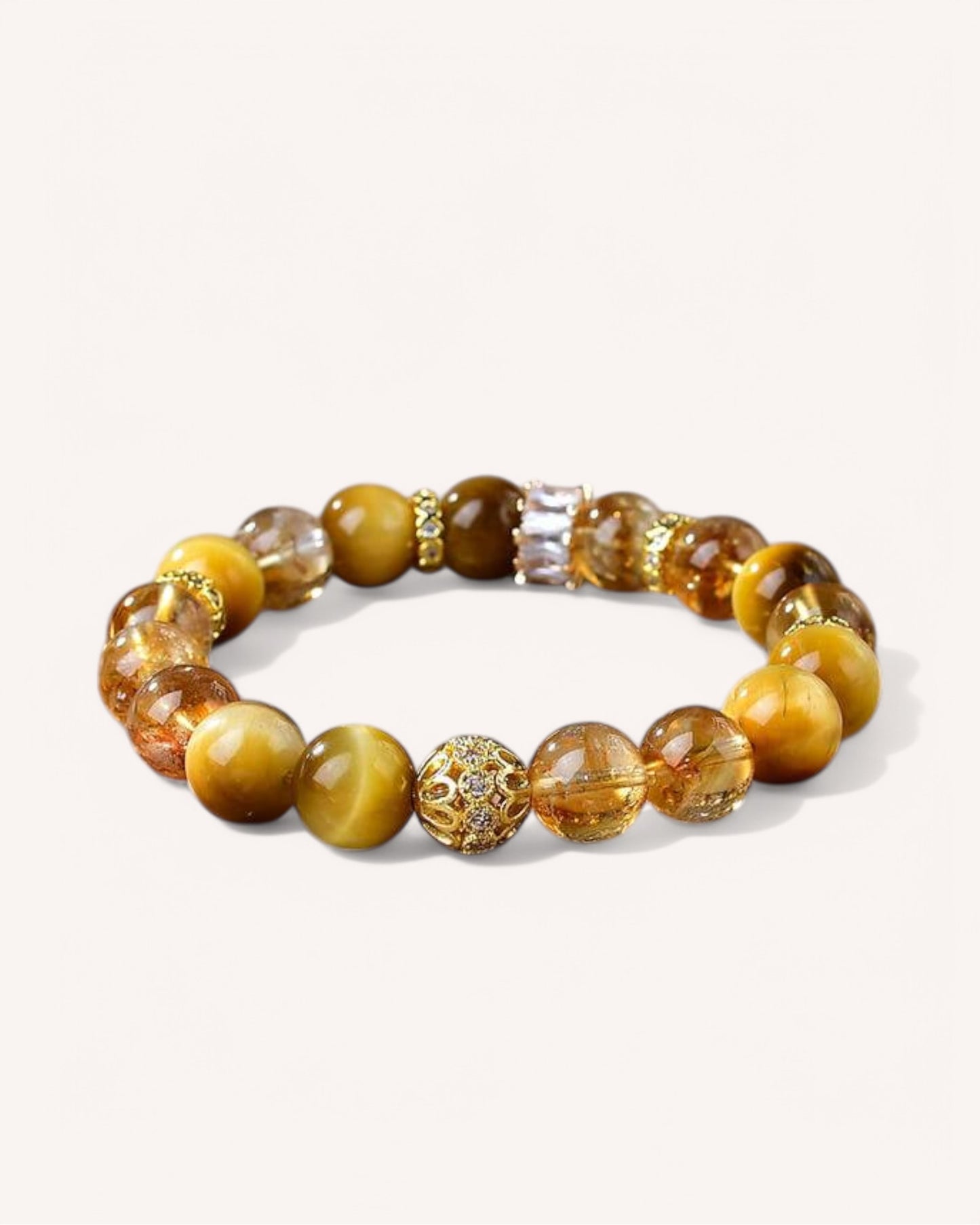 Yellow Azetulite & Tiger’s Eye Bracelet – A high-vibrational natural crystal bracelet designed to enhance confidence, willpower, and financial success. Features rare Yellow Azetulite for energy amplification and Tiger’s Eye for focus, courage, and abundance.
