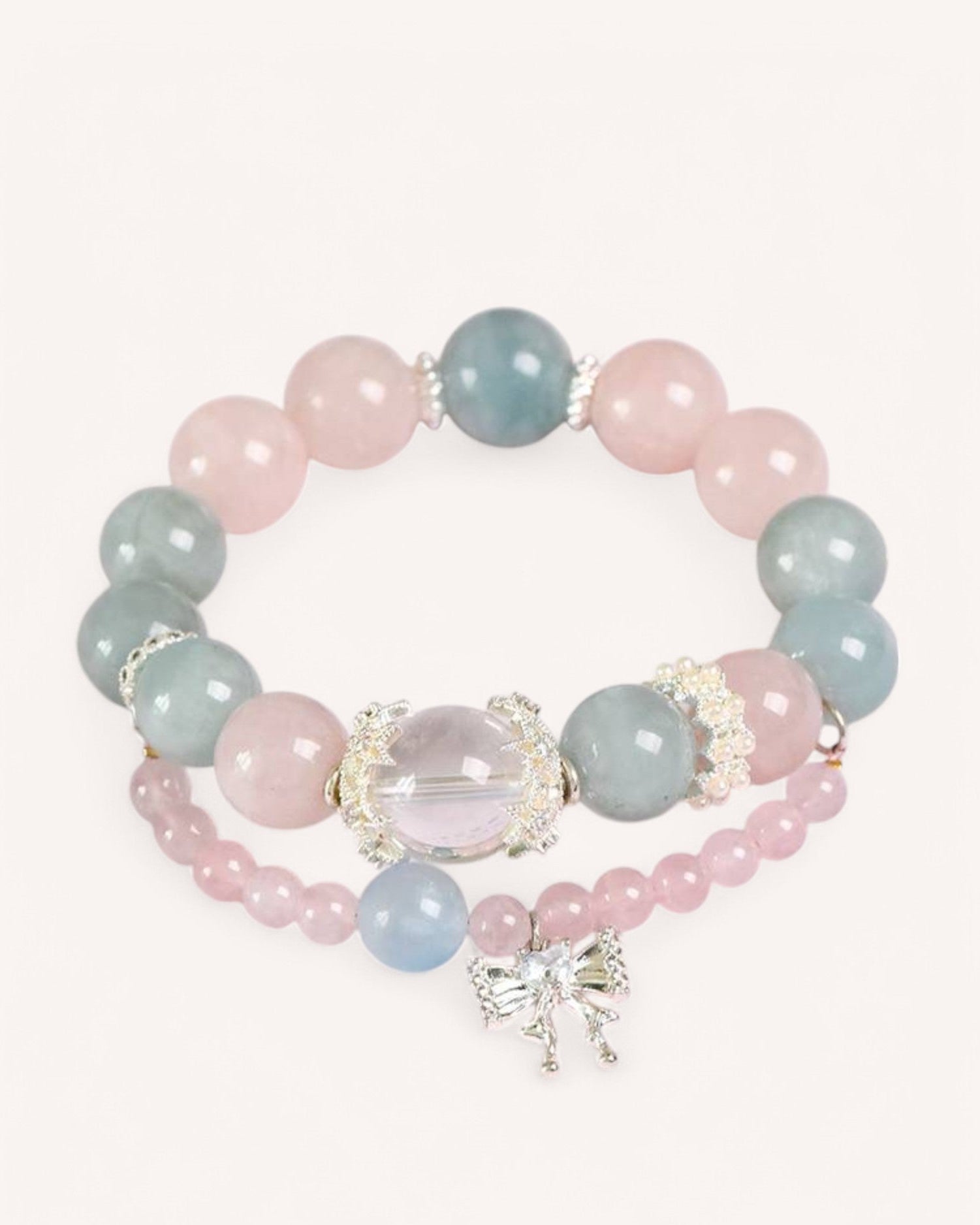This Aquamarine & Rose Quartz bracelet enhances emotional balance, reduces stress, and promotes love and self-care. A perfect gift for peace and positivity.