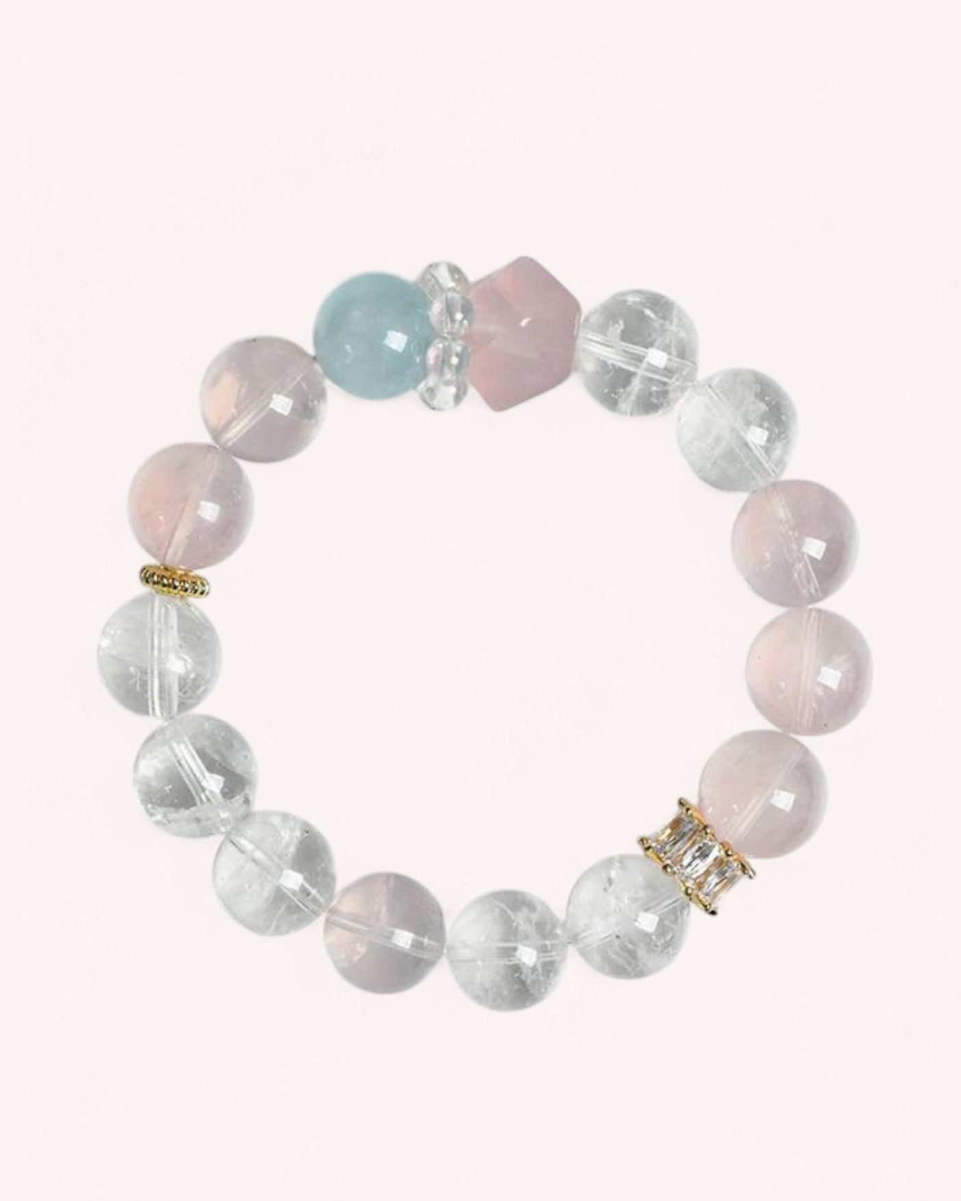 A harmonious blend of Rose Quartz, White Quartz, and Aquamarine to promote self-love, relaxation, and positive energy flow. A meaningful gift for emotional well-being.