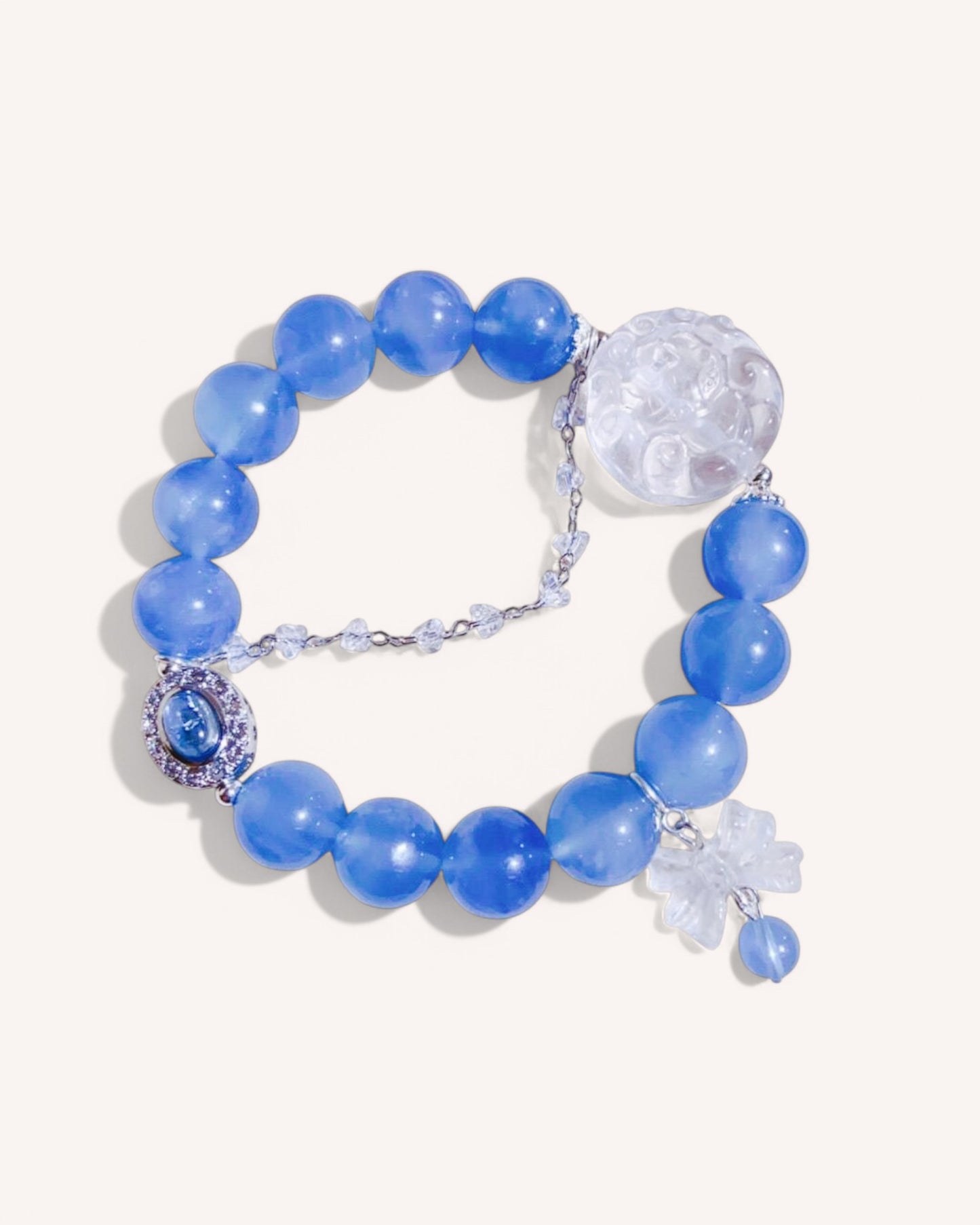 Aquamarine and white quartz bracelet for emotional balance and clarity