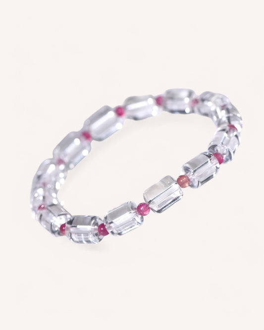 Passion & Strength Bracelet with Red Tourmaline and White Quartz, promoting vitality, motivation, and emotional balance.