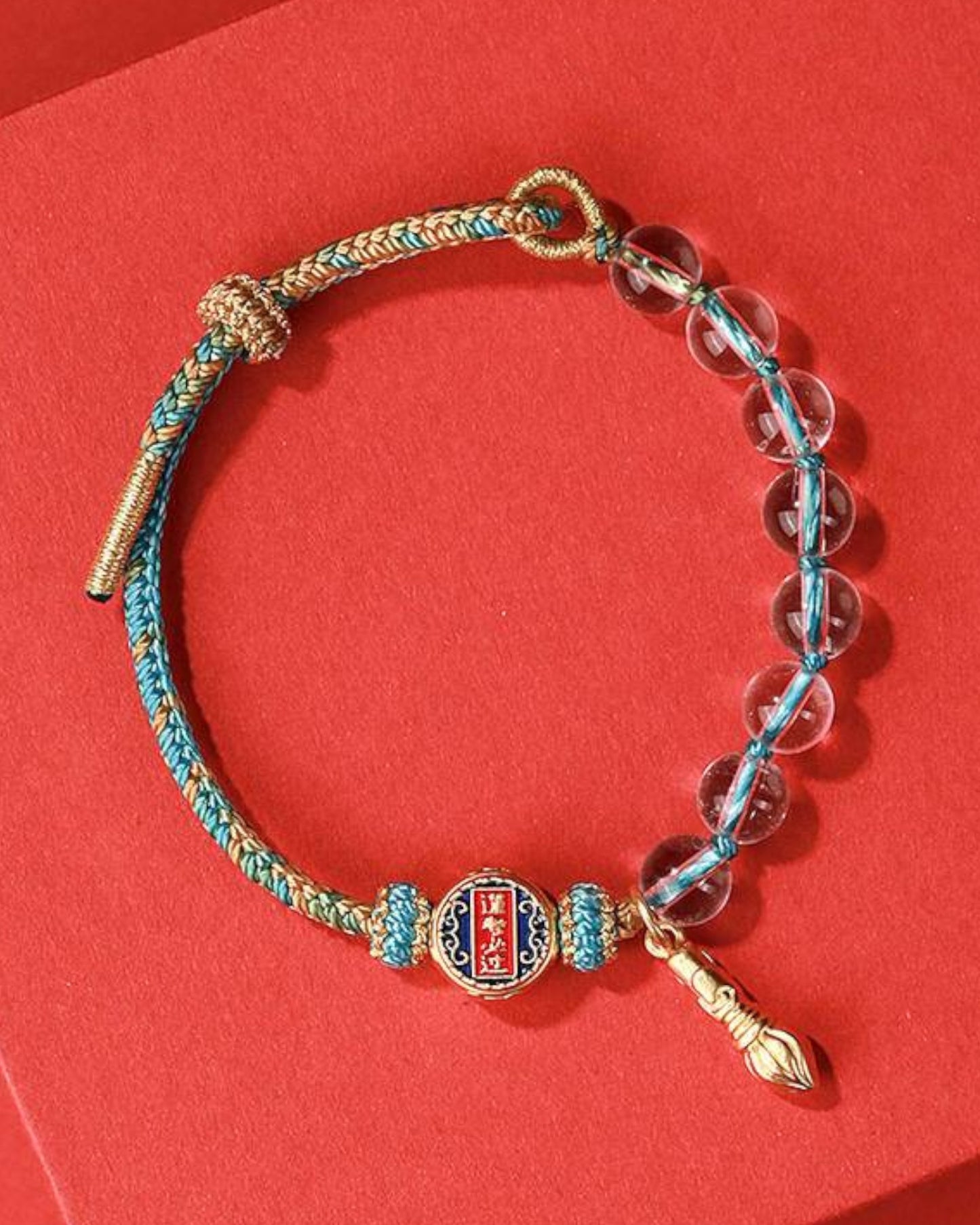 Success & Clarity White Quartz Bracelet with woven blue cord, designed for focus, wisdom, and energy balance. Enhances motivation, mental clarity, and spiritual protection.
