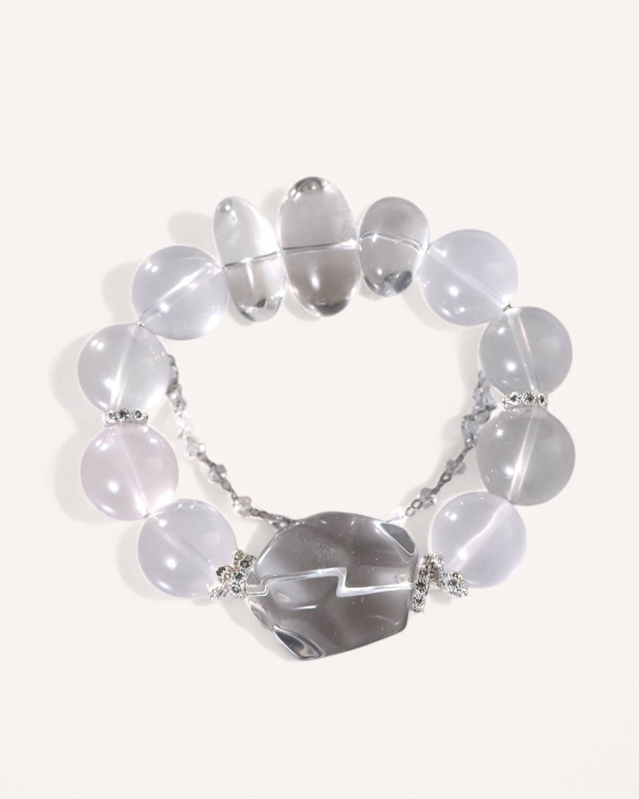 White Quartz Freeform Bracelet with Milky Quartz, designed for energy balance, stress relief, and mental clarity.