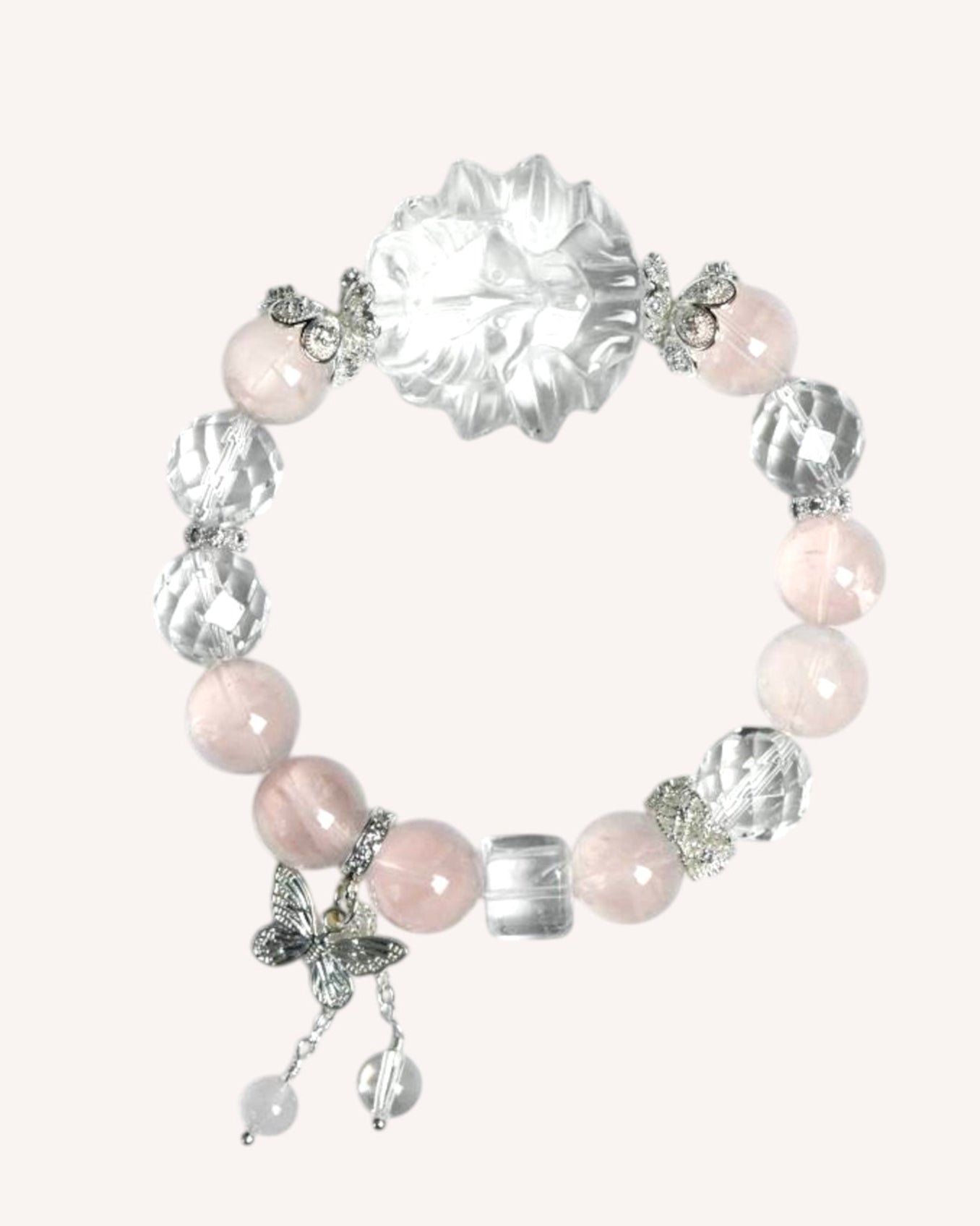 White Quartz Nine-Tailed Fox Bracelet for spiritual clarity, intuition, and protection. Featuring a finely carved fox charm and white quartz bead