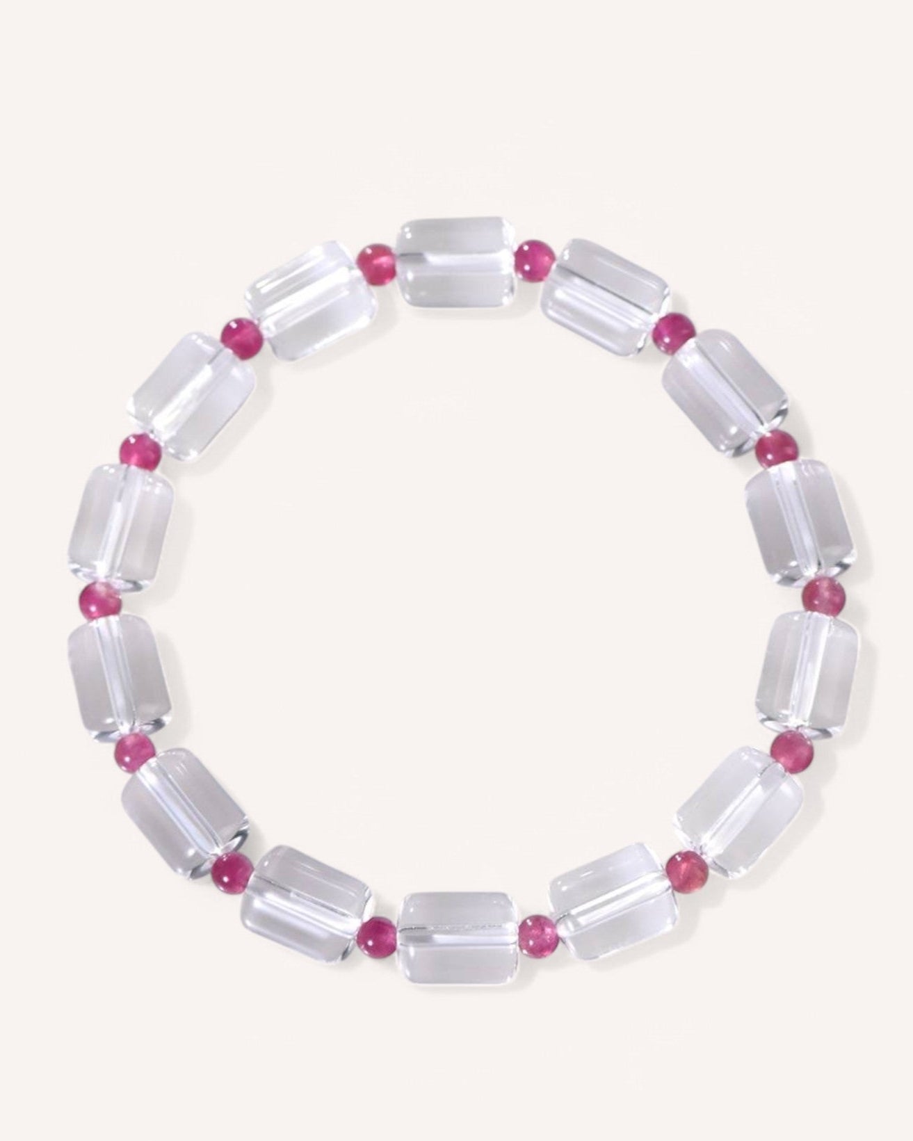 White Quartz & Red Tourmaline Crystal Bracelet designed to enhance love, emotional healing, and positive energy balance.